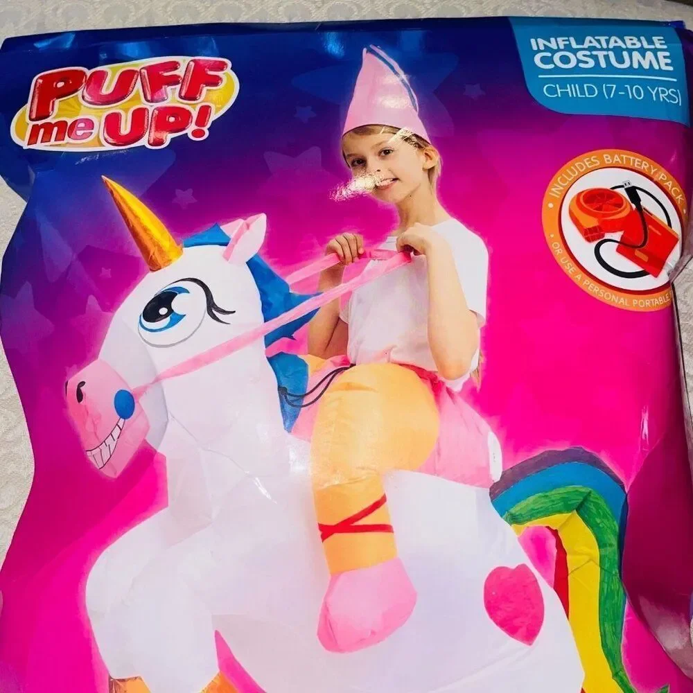 Halloween Ride A Unicorn Child 7-10 Inflatable Costume Battery Pack Dress-up